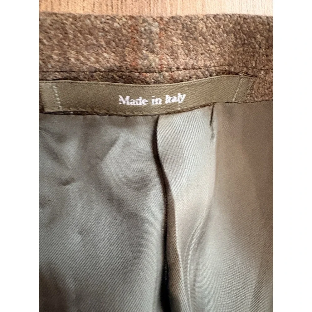Ermenegildo Zegna Wool Cashmere Blazer Sports Coat 46R Brown Windowpane Plaid